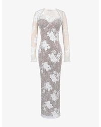 House Of Cb - Lucienne Stretch Floral-Lace Maxi Dress - Lyst