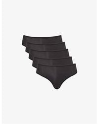 Skims - Mid-Rise Pack-Of-Five Stretch-Woven Thongs - Lyst