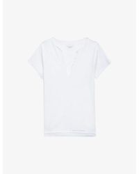 Zadig & Voltaire - Regular-Fit Button-Neck Cotton T-Shirt - Lyst