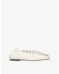 Ganni - Eyelets Lace-Up Pélinova Ballet Flats - Lyst