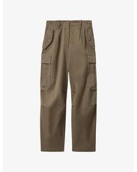 Reiss - Indie Front-pleat Tapered-leg Stretch-cotton Trousers - Lyst