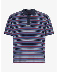 Rag & Bone - Stripe Pique Short-Sleeve Polo Knit Shirt - Lyst