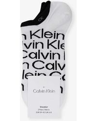 Calvin Klein - Branded Ribbed-trim Pack Of Two Cotton-blend Socks - Lyst