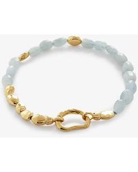 Monica Vinader - Rio Recycled 18ct Yellow -plated Vermeil Sterling-silver And Aquamarine Beaded Bracelet - Lyst