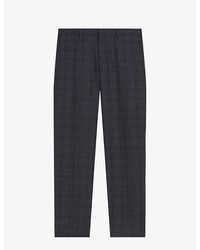 Ted Baker - Check Slim-fit Straight-leg Wool-blend Trousers - Lyst