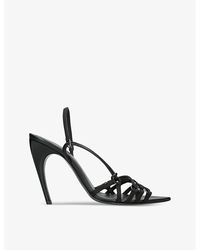 Nensi Dojaka - 100 Strappy Heeled Satin And Leather Sandals - Lyst