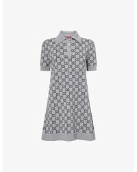 Gucci - Monogram V-Neck Knitted Wool Polo Dress - Lyst