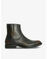 AllSaints - Lang Logo-print Leather Ankle Boots - Lyst