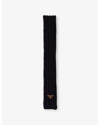 Prada - Logo-Plaque Wool Scarf - Lyst