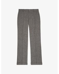 The Kooples - Straight-Leg Mid-Rise Wool And Linen-Blend Tailored Trousers - Lyst