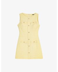 Maje - Sleeveless Button-Front Tweed Mini Dress - Lyst