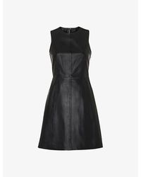 Whistles - Sleeveless Regular-Fit Leather Mini Shift Dress - Lyst