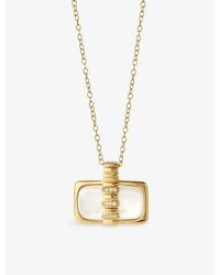 Astley Clarke - Aurora Ridge Landscape 18Ct- Plated Sterling- Mother-Of-Pearl And Sapphire Pendant Necklace - Lyst
