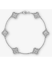 Van Cleef & Arpels - Sweet Alhambra White-gold And 0.48ct Diamond Bracelet - Lyst