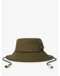 Maje - Oversized-visor Beaded-drawstring Cotton Bucket Hat - Lyst