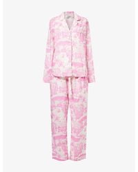 Desmond & Dempsey - Printed Long-Sleeve Cotton Pyjama Set - Lyst