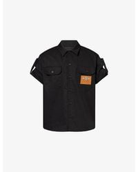 Simone Rocha - Military Jewel Leather-Patch Cotton Shirt - Lyst