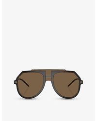 Dolce & Gabbana - Dg6195 Pilot-frame Tortoiseshell Injected Sunglasses - Lyst