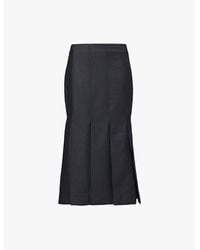 Ganni - Stripe Suiting High-Waist Stretch-Recycled-Polyester Blend Midi Skirt - Lyst