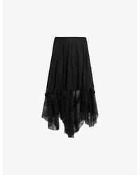 AllSaints - Josie Tiered-Hem Lace Midi Skirt - Lyst