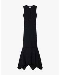 Sandro - Asymmetric Pointelle Knitted Maxi Dress - Lyst