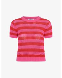 OMNES - Lexi Stripe-pattern Crochet-knit Cotton Jumper - Lyst