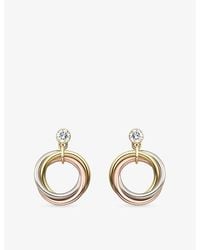 Cartier - Trinity 18Ct, Rose- And 0.16Ct Brilliant-Cut Diamond Earrings - Lyst