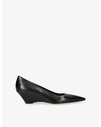 The Row - Liisa Leather Wedge-Heel Pumps - Lyst