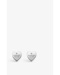 Gucci - Trademark Earrings Heart-motif Sterling Silver Stud Earrings - Lyst