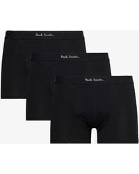Paul Smith - Branded-waistband Pack Of Three Stretch Organic-cotton Trunks - Lyst