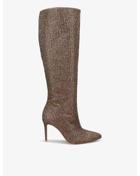 KG by Kurt Geiger - Story Crystal-Embellished Heeled Woven Knee-High Boots - Lyst