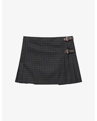 Prada - Checked Wool-Blend Mini Skirt - Lyst
