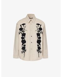 Song For The Mute - Floral-embroidered Relaxed-fit Cotton-twill Shirt - Lyst