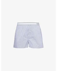 Sporty & Rich - Logo-waistband Striped Cotton Boxer Shorts - Lyst