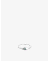 Astrid & Miyu - Opal Pear Rhodium-Plated Sterling- And Nano-Gem Cocktail Ring - Lyst