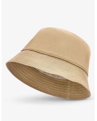 Loewe - Paula's Ibiza Brand-patch Cotton And Calfskin Bucket Hat - Lyst