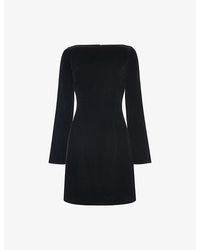 Whistles - Square-Neck Flare-Sleeve Velvet Mini Dress - Lyst