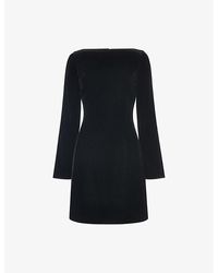Whistles - Square-Neck Flare-Sleeve Velvet Mini Dress - Lyst