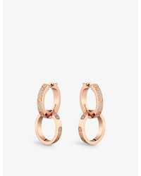 Cartier - Love 18ct Rose-gold And 0.13ct Diamond Hoop Earrings - Lyst