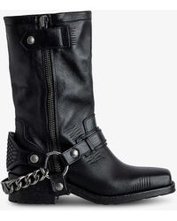 Zadig & Voltaire - Igata Metal-chain Leather Ankle Boots - Lyst