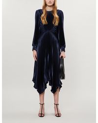 Sandro Pleated Crepe Midi Dress - Blue