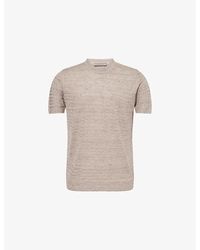 Corneliani - Short-Sleeve Crewneck Linen And Silk-Blend T-Shirt - Lyst