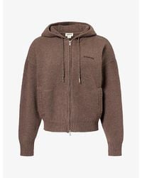 ADANOLA - Logo-Embroidered Zip-Up Cotton-Knit Hoody - Lyst