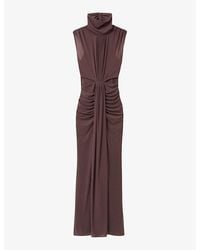 【海外限定】REISSドレス☆Black Daniella Sleeveless Ruched Ma Reiss Daniella Ruched Maxi Dress in Brown | Lyst