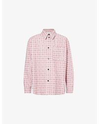 Bottega Veneta - Check Print Leather Shirt - Lyst