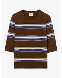 Claudie Pierlot - Striped Knitted Wool And Cashmere Jumper - Lyst