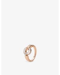 BVLGARI - 18Ct Rose- 0.04Ct Brilliant-Cut Diamond And Mother-Of-Pearl Ring - Lyst