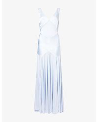 Self-Portrait - Dropped-Waist Panelled Satin And Jersey Maxi Dress - Lyst