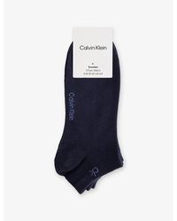 Calvin Klein - Logo Stretch-Cotton Trainer Socks Pack Of Three - Lyst