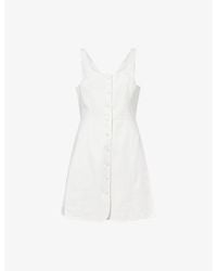 Theory - Scoop-Neck Button-Up Linen Mini Dress - Lyst